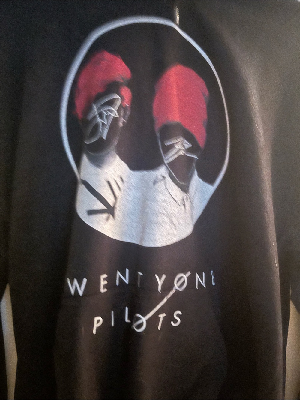 Forever 21 Black Twenty One Pilots Graphic Pullover with Red Beanies
